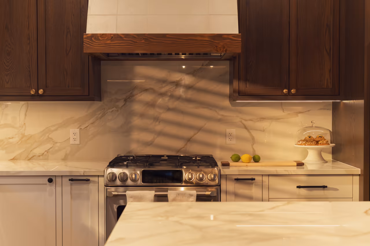 Detailed millwork and integrated kitchen lighting
