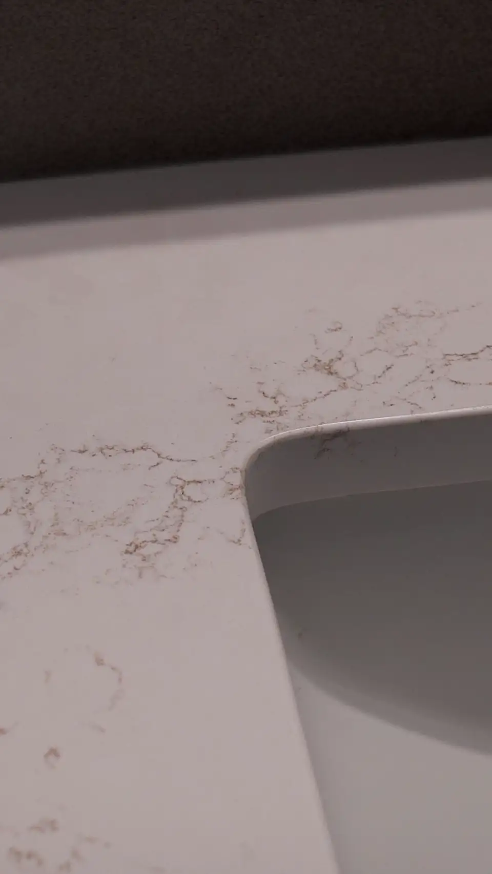 Quartz countertop close‑up in Kelowna bathroom renovation