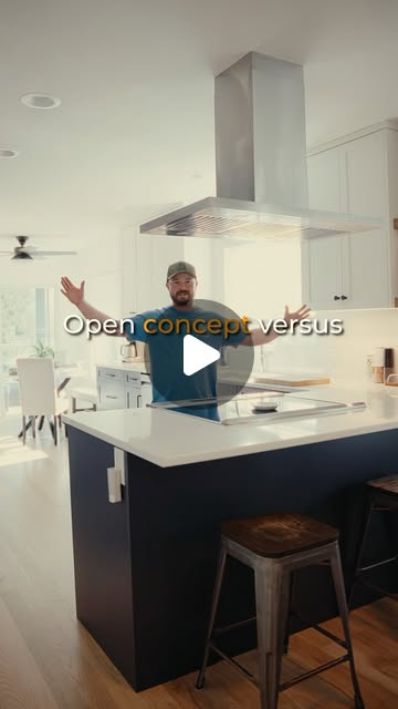 Nailed It team member standing behind an island in the open-concept kitchen video